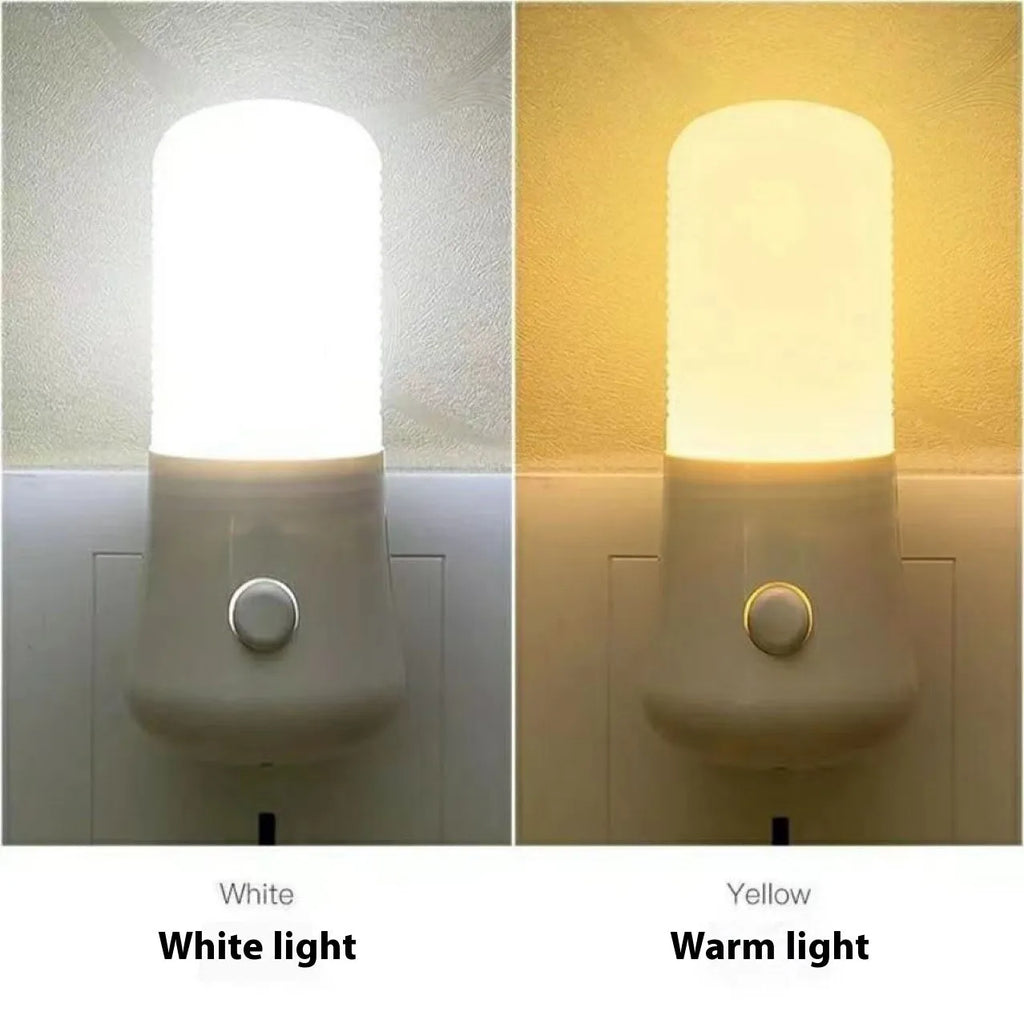 Minimalist white cube plug-in night light with American plug and light colour switch
