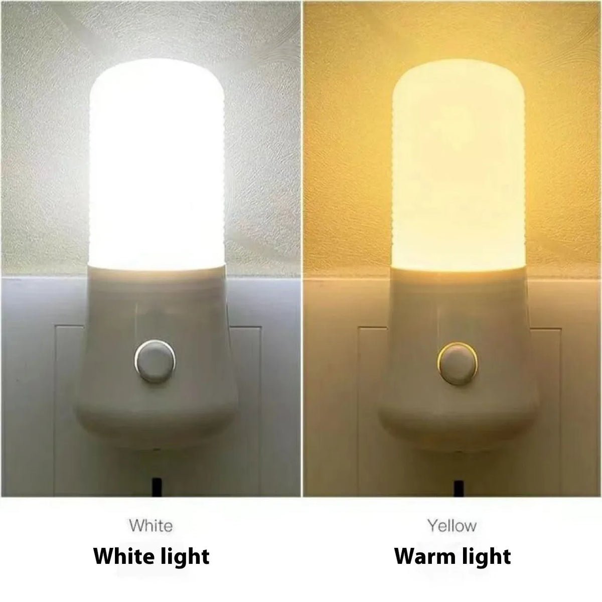 Minimalist white cube plug-in night light with American plug and light colour switch