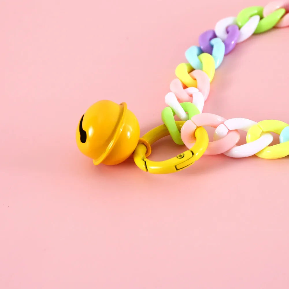 Plastic pet collar in macaron candy colours showing chain blue, pink, and mixed colour options for cats, dogs, and rabbits