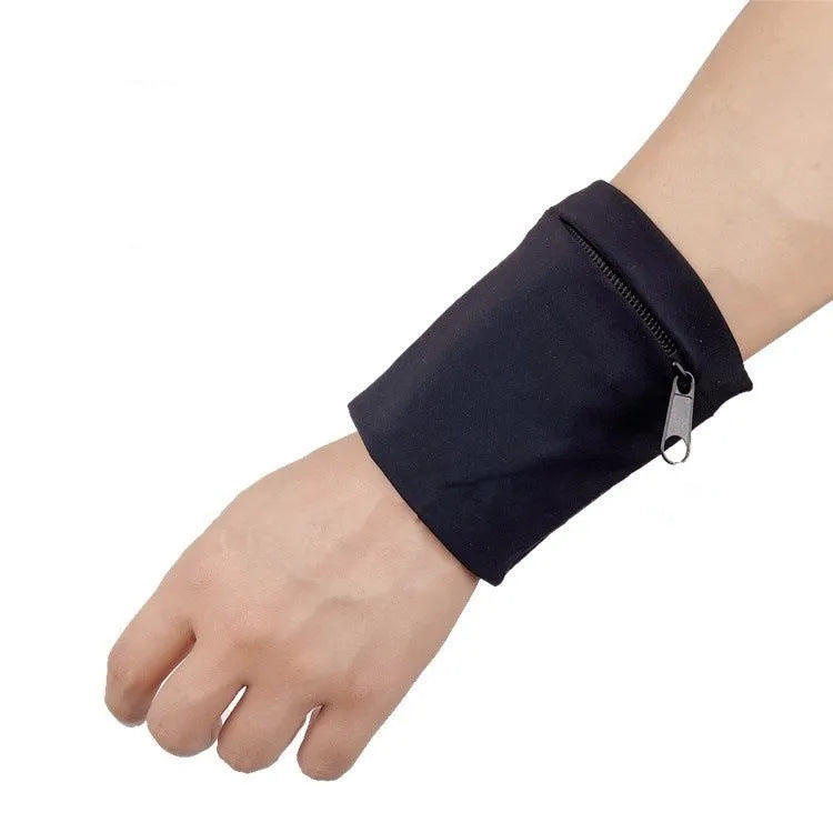 Wrist bag armband sleeve for mobile phone with adjustable strap, shown in packaging