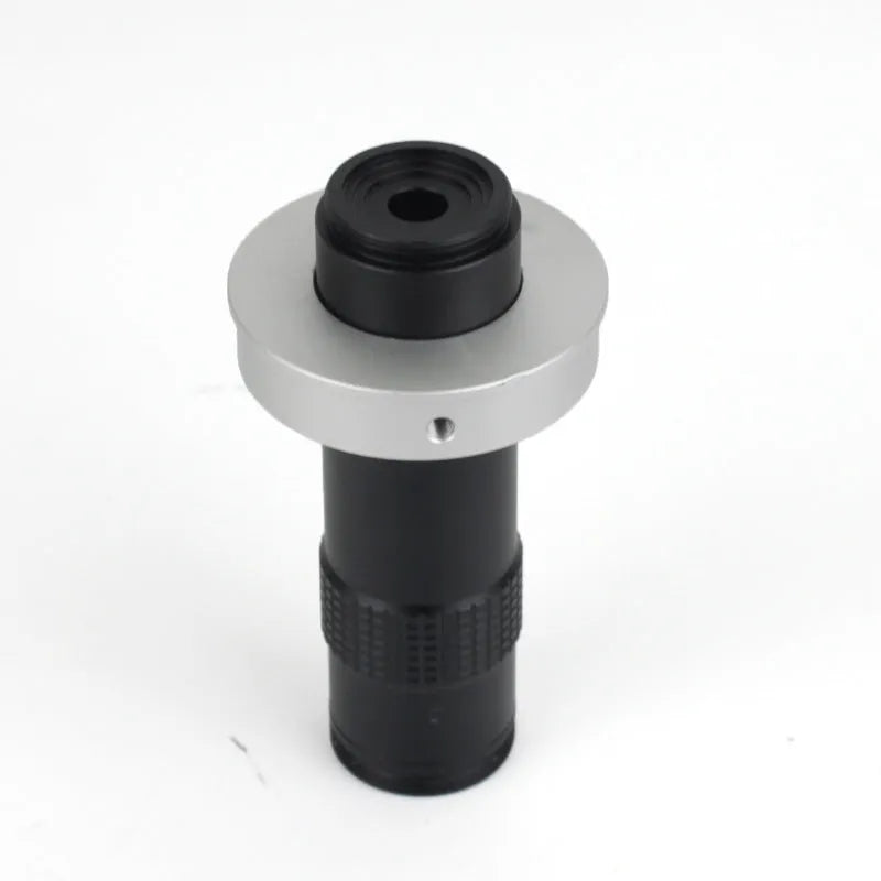 Black industrial camera microscope lens with 0.1-1.3X magnification and 130× digital enlargement