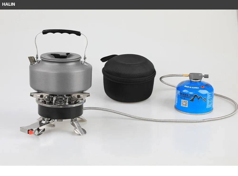 Silver portable foldable stainless steel and copper split stove for outdoor camping.