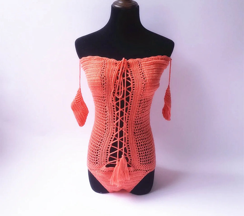Women's off-shoulder one-piece swimsuit in five colour options showing front design