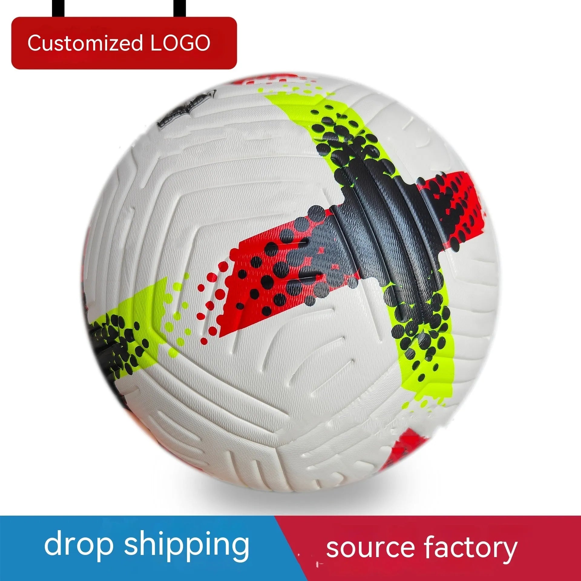 Fluorescent green size 5 football with seamless thermal bonded construction