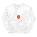 White printed cotton blend fleece hoodie with side seam pockets and loose fit design