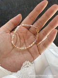 Natural pearl bracelet and necklace set with purple 14K gold accents and silver elements