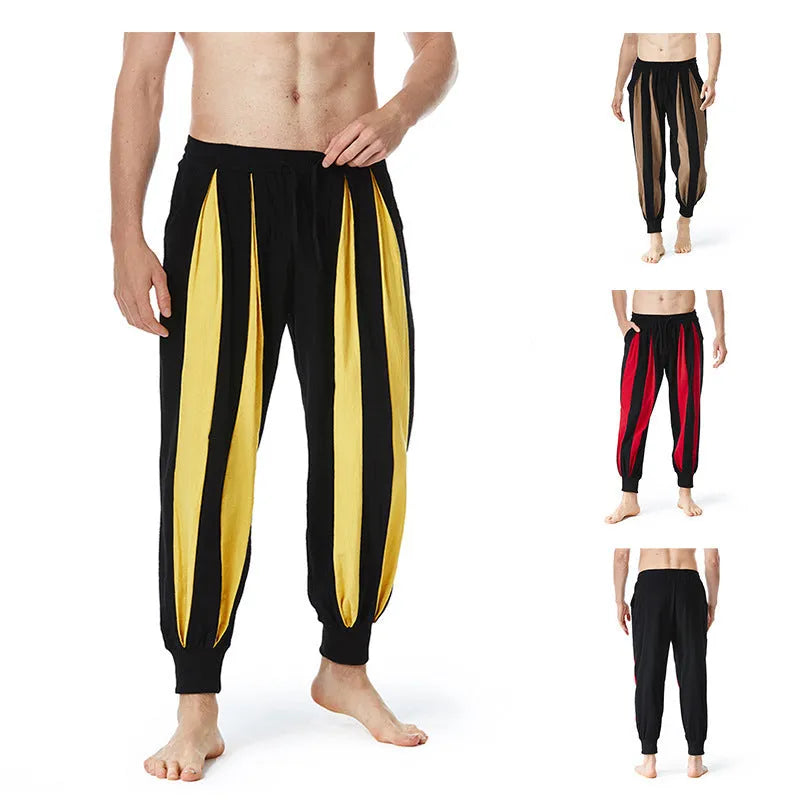 Men's straight-cut casual trousers in polyester available in four colours with Asian sizing standards