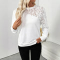 White floral print long sleeve loose fit top for women with regular sleeves
