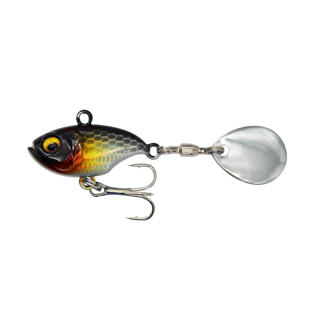 Metal sea fishing iron plate lure with rotating sequins in gold colour pattern