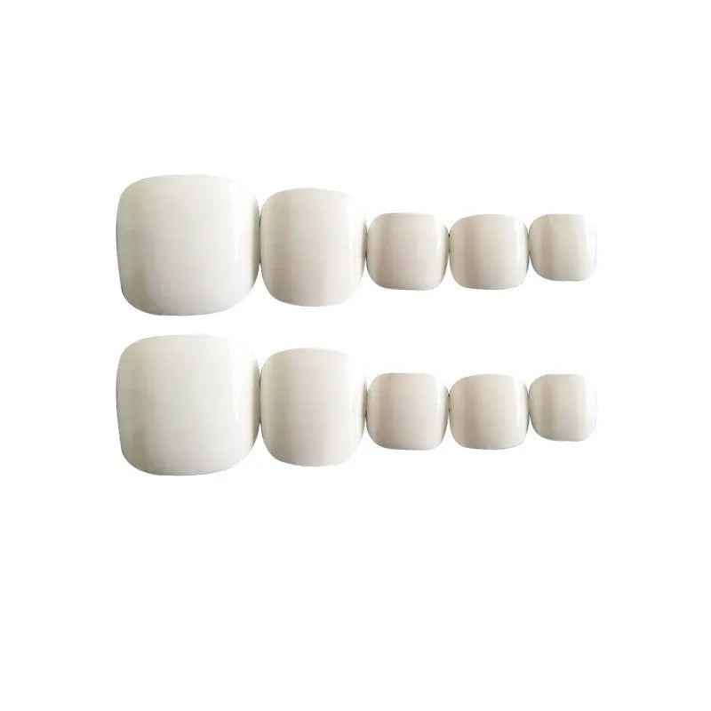 Starry sky pattern white false nails set with adhesive glue for ladies