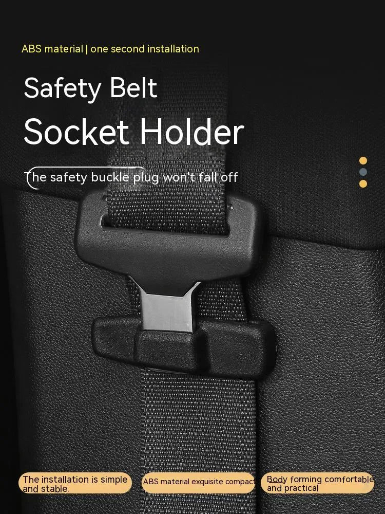 Black ABS plastic car seatbelt stopper clip pair for tension adjustment