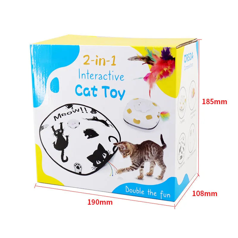 Automated plastic cat toy with moving teaser wand for self-play, picture colour finish