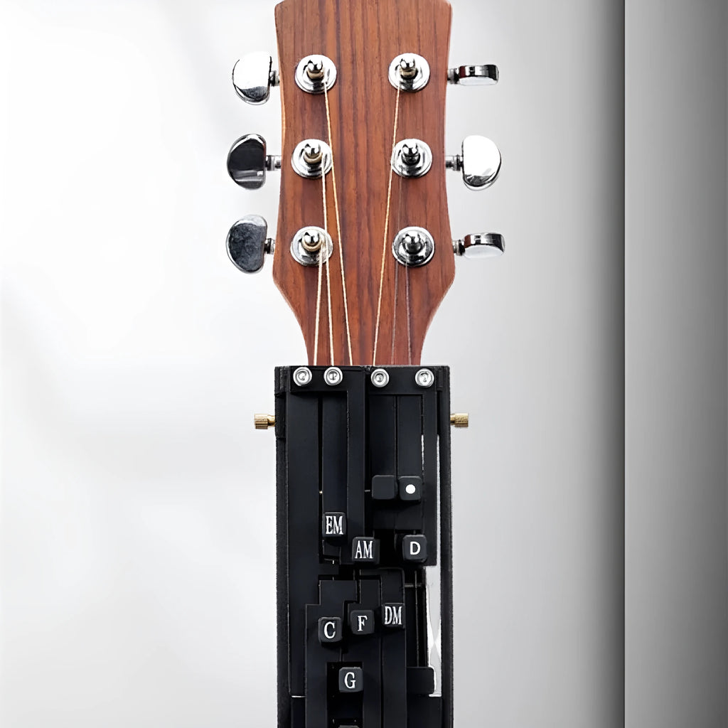 Black automatic chord changer device for novice guitar second chord practice