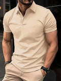 Men's slim fit short sleeve button shirt in a solid colour, showing front button closure.