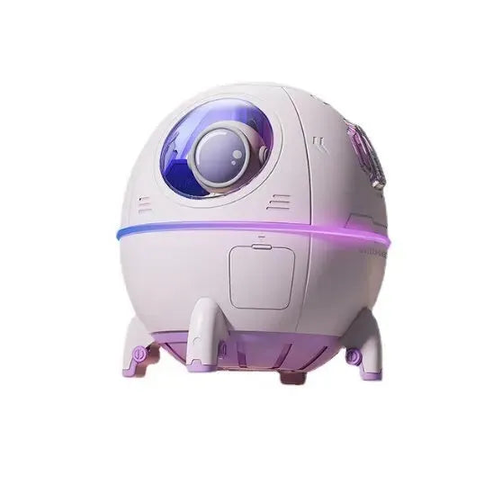 Astronaut-shaped desktop USB humidifier with colourful LED light and 220ml water tank.