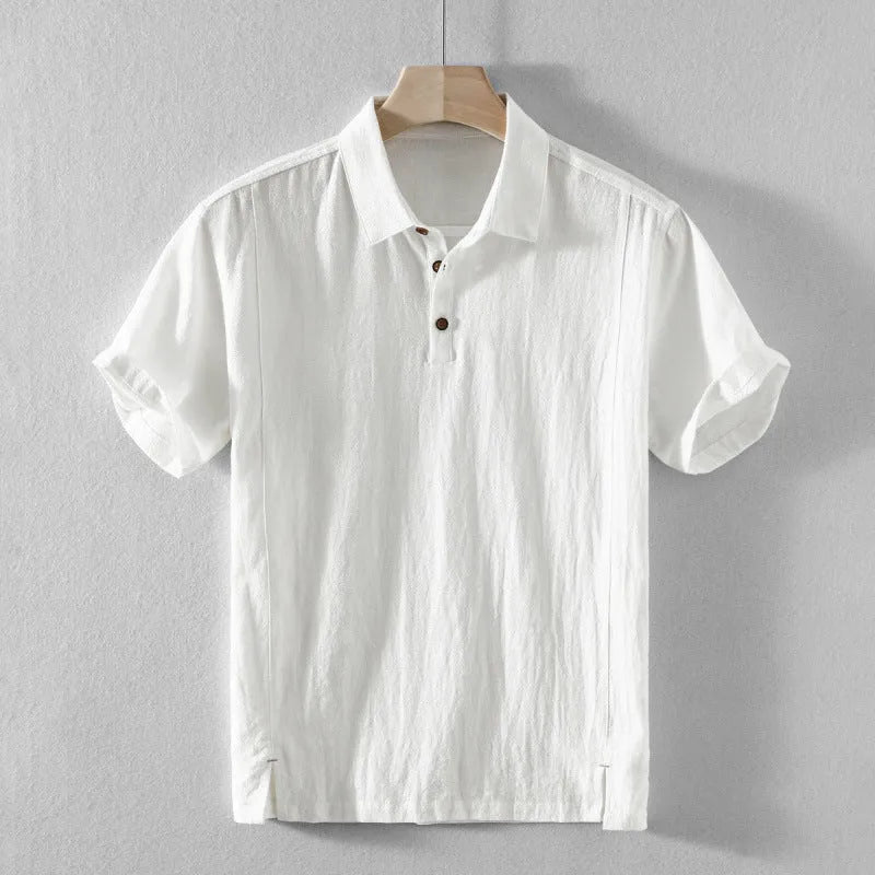 Men's cotton linen casual shirt in loose fit available in multiple solid colours