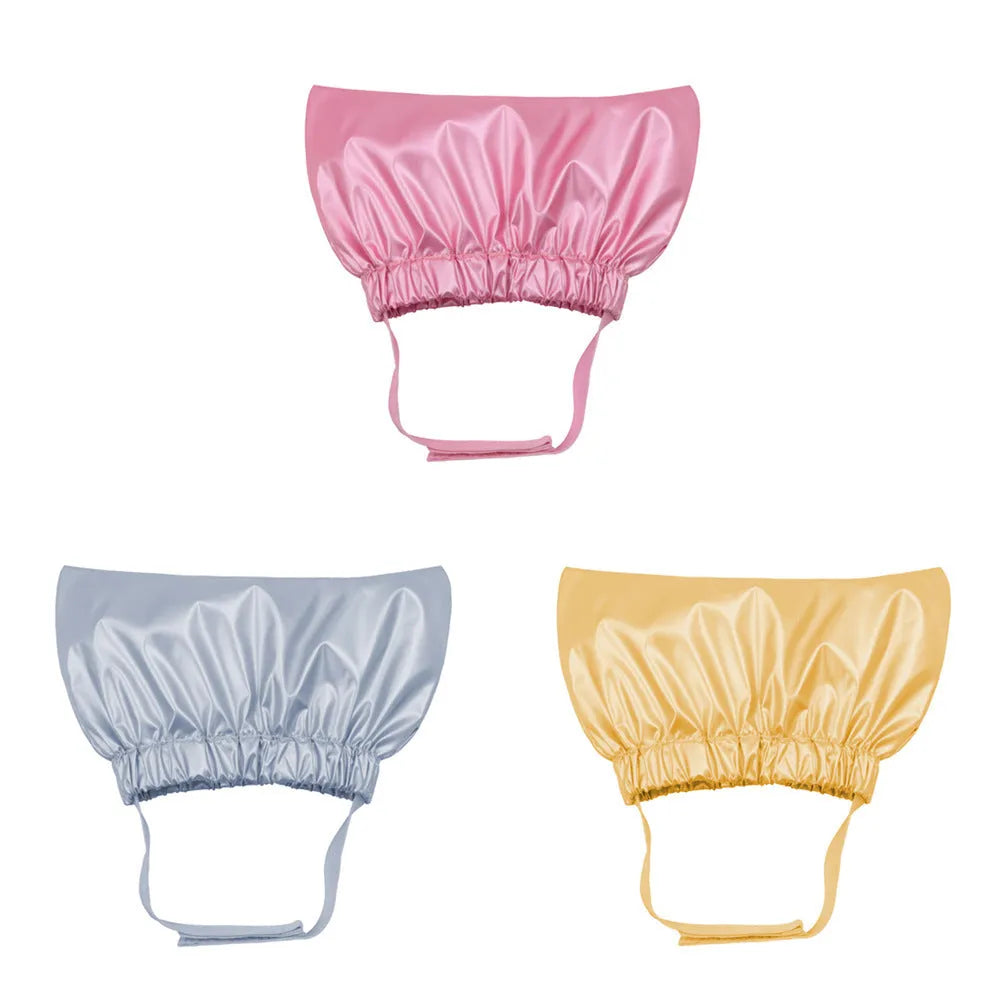 Adjustable pet shower cap in silver colour with waterproof non-woven fabric for dog bath protection