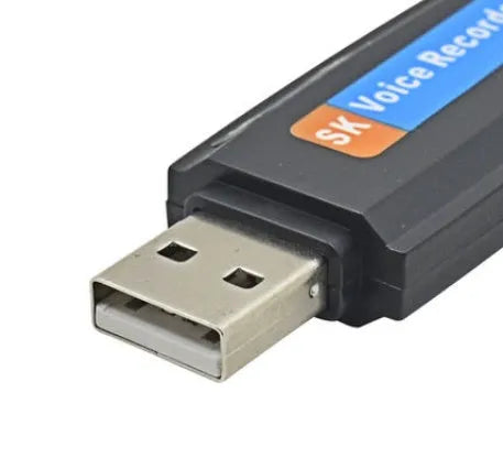 SK-001 creative black and white USB flash drive with voice card functionality showing dimensions