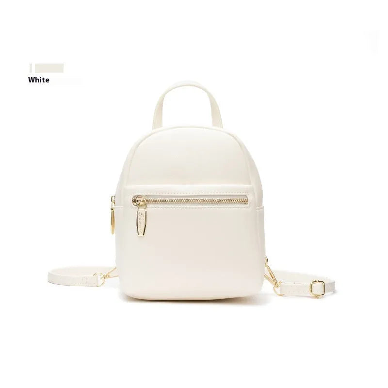 Soft PU mini backpack with large capacity and three-dimensional pocket in street trend style for daily matching