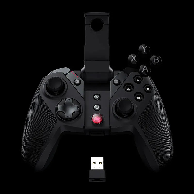 Black Gaishi gaming controller with asymmetrical analogue sticks and USB Type-C cable
