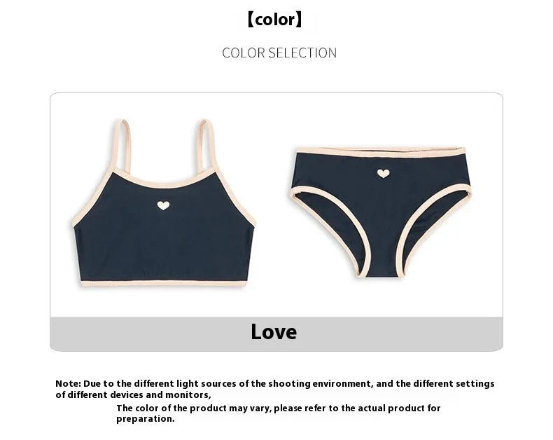 Dark blue split swimsuit for girls with high elasticity polyester and Lycra construction