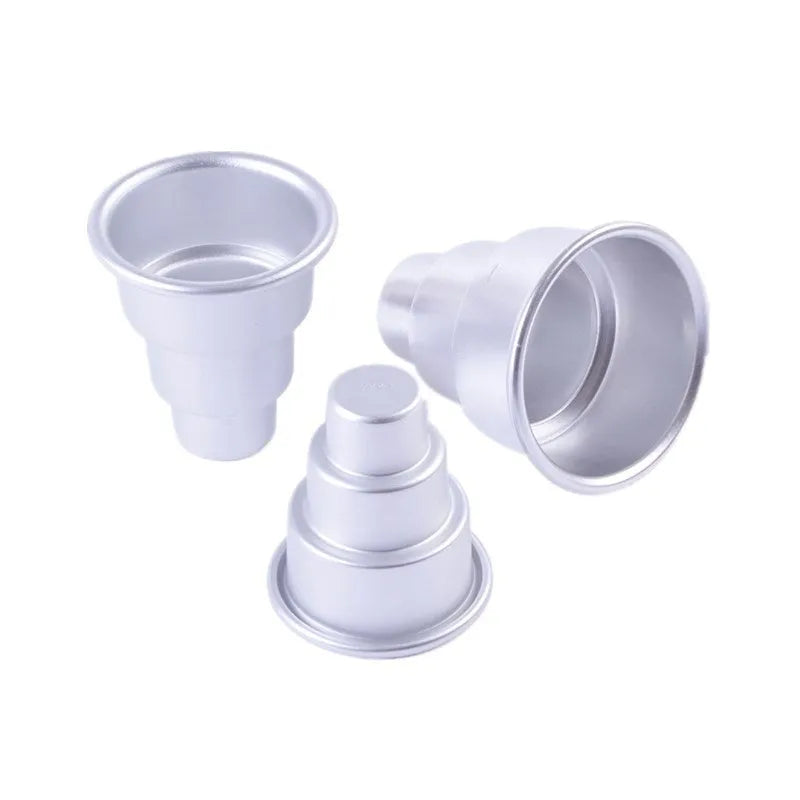 Silver aluminium alloy three-layer cake mould baking tool with large medium small size options