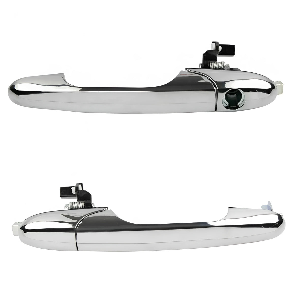 Black plastic replacement door handle for Fiat 500 car.