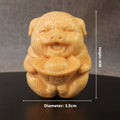 Solid bamboo carving ornament of ingot pig figure with 4cm height and 3.5cm diameter
