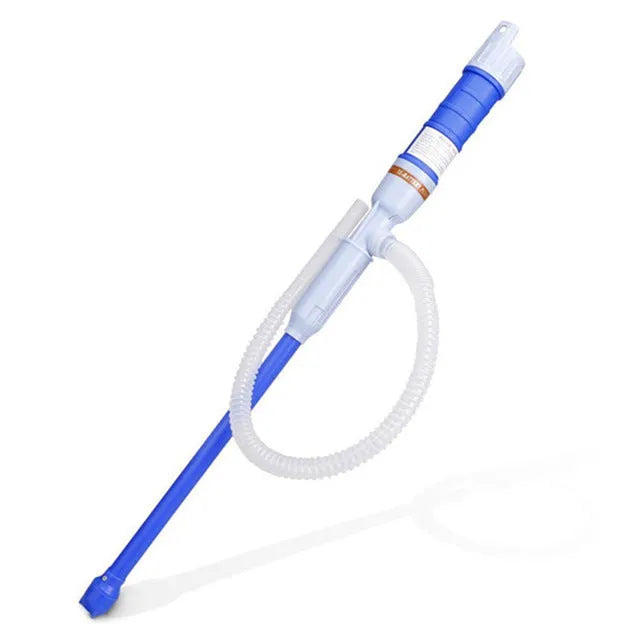 Blue manual hand-operated siphon pump for fuel oil gasoline liquid transfer