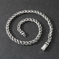 Men's titanium steel keel chain necklace in antique silver with geometric design and adjustable length