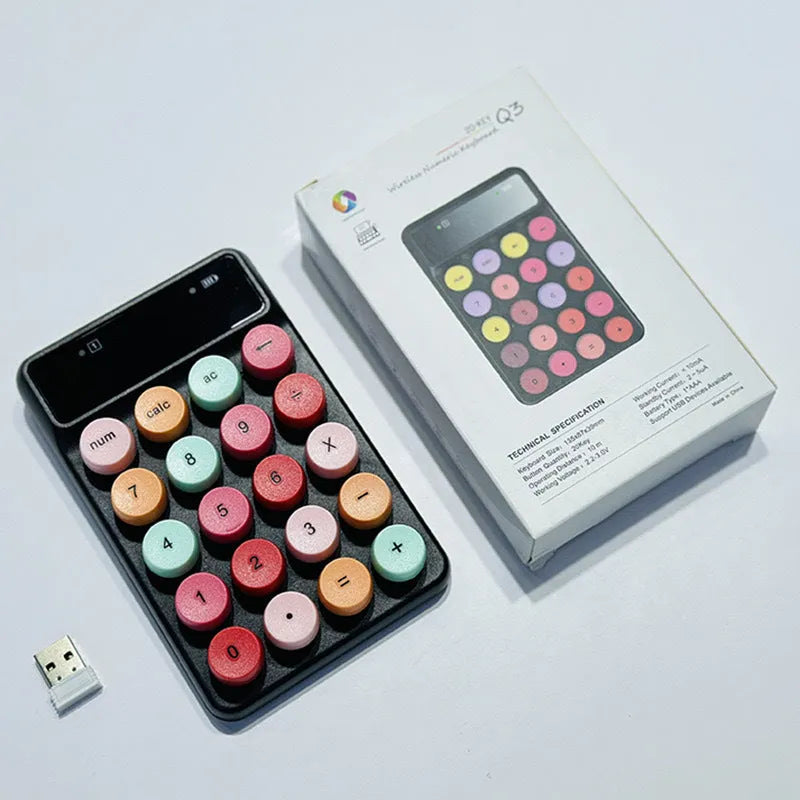 Q3 wireless digital keyboard in macaron colours with compact ABS design
