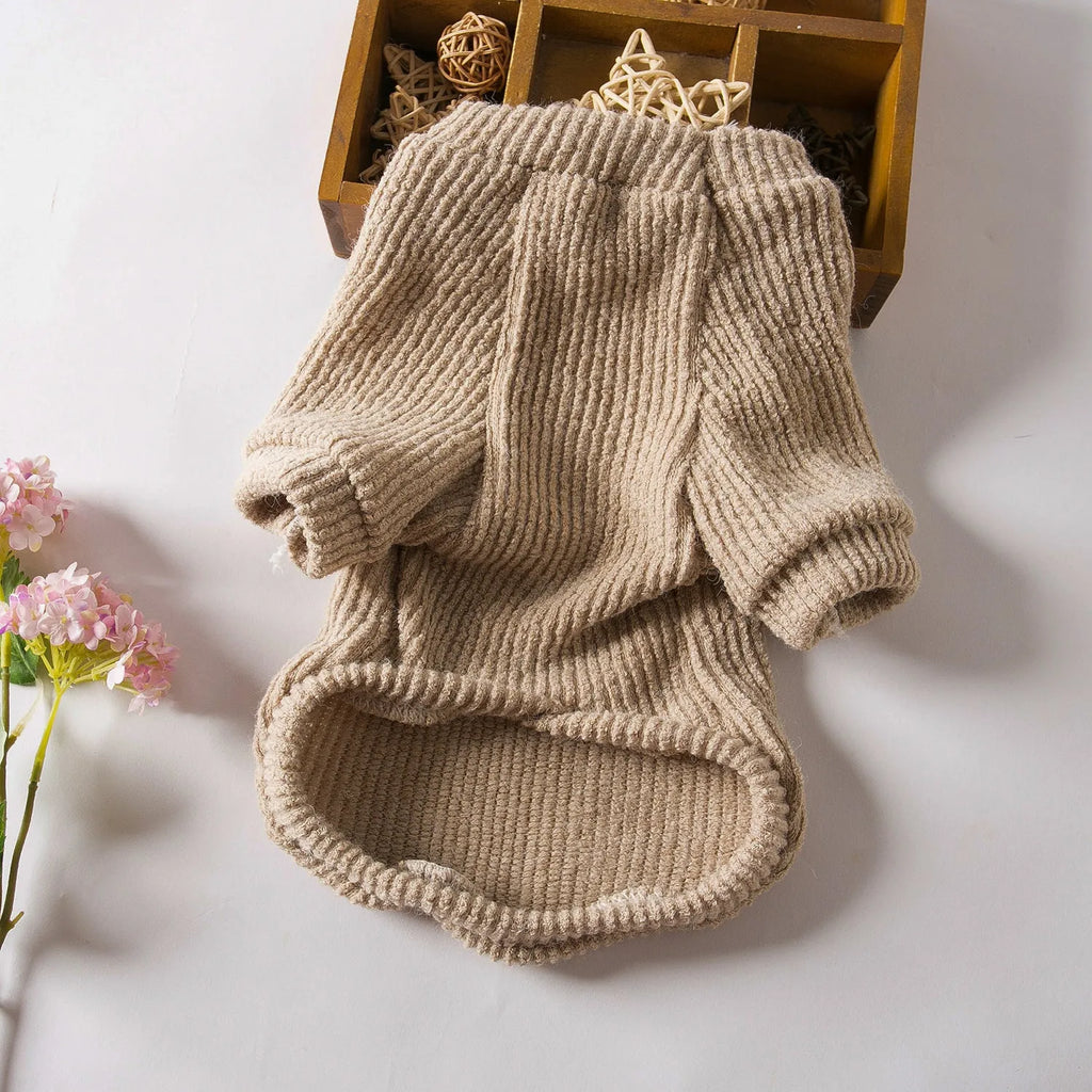 Brown casual cloth dog sweater pullover for small breeds in five sizes
