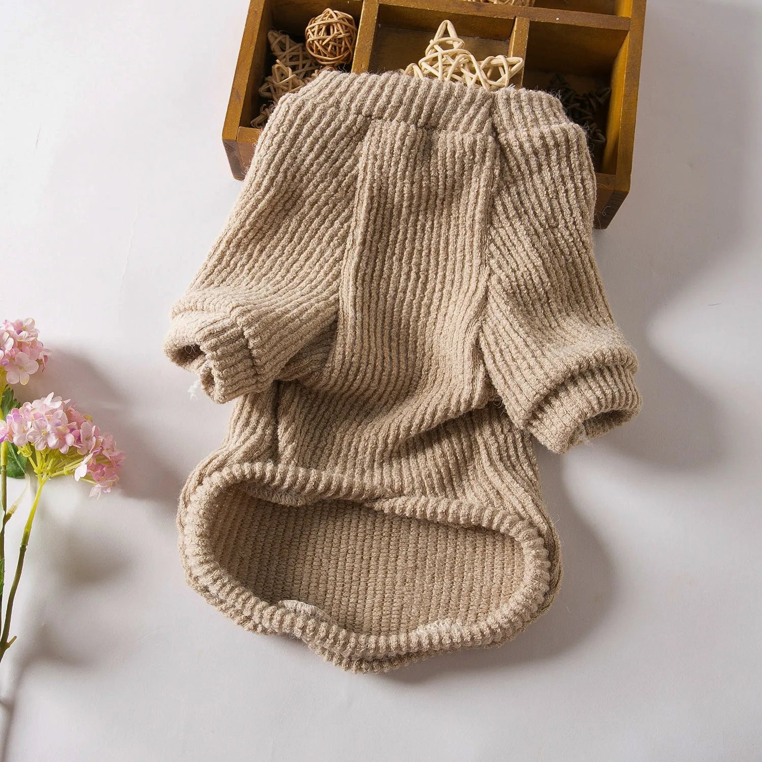 Brown casual cloth dog sweater pullover for small breeds in five sizes