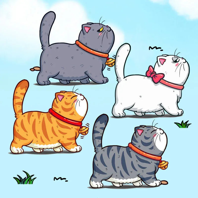Climbing cats car sticker on vehicle, showing five walking cat design in waterproof PVC material.