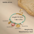 Handmade braided rope and stainless steel necklace and bracelet set with geometric pendant