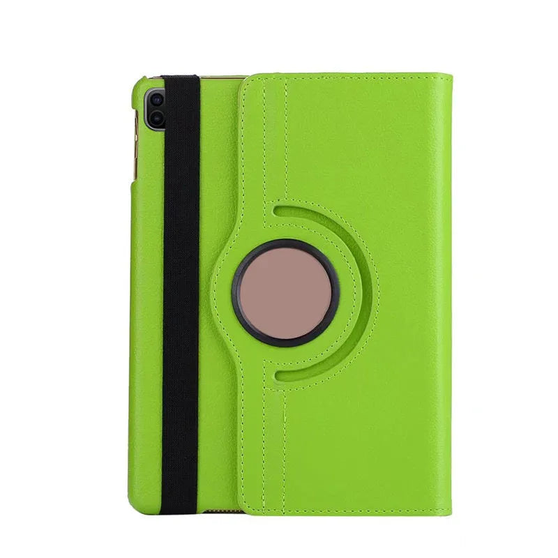 Imitation leather rotating clamshell protective sleeve for iPad, shown in rose red colour.