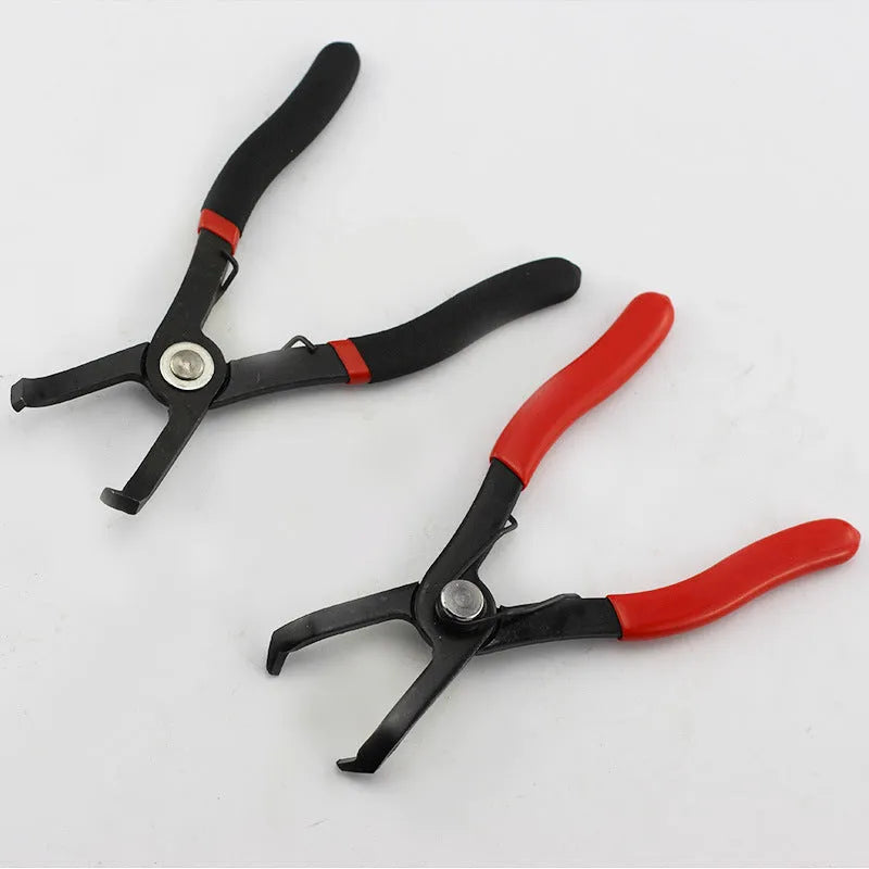 Red round nail removal pliers with carbon steel construction and PVC handles for door panel repair