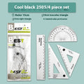 Youpai transparent acrylic drawing ruler set showing square, protractor, and straight edge rulers
