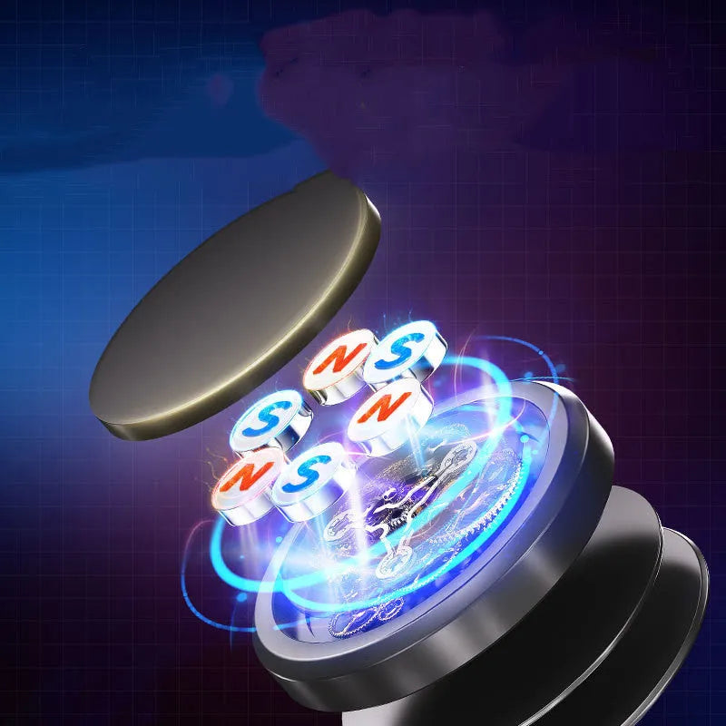 Obsidian black magnetic mobile phone holder with alloy construction and centripetal force adsorption design