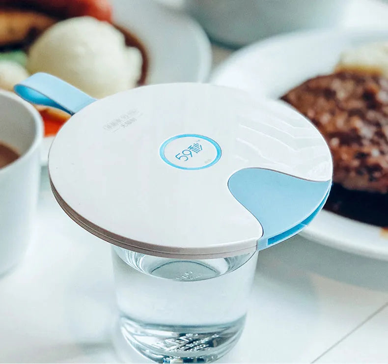 Portable UV baby bottle steriliser in blue colour showing compact design with USB charging port