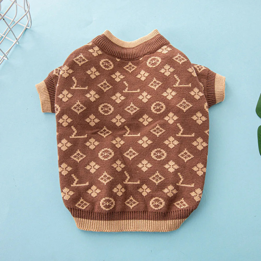 Thick wool dog sweater in autumn winter colours with European American styling