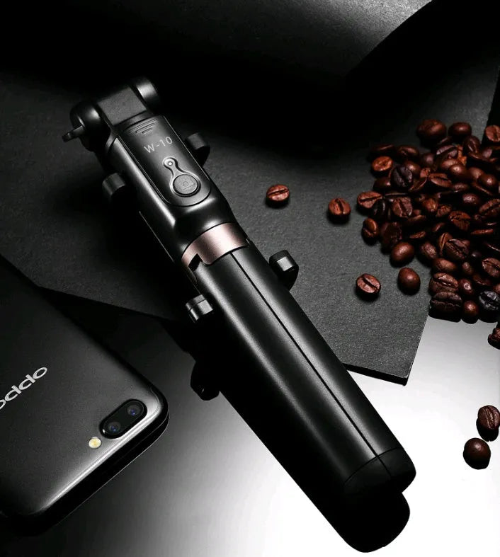 Aluminium alloy Bluetooth selfie stick with tripod legs and remote control for mobile phones