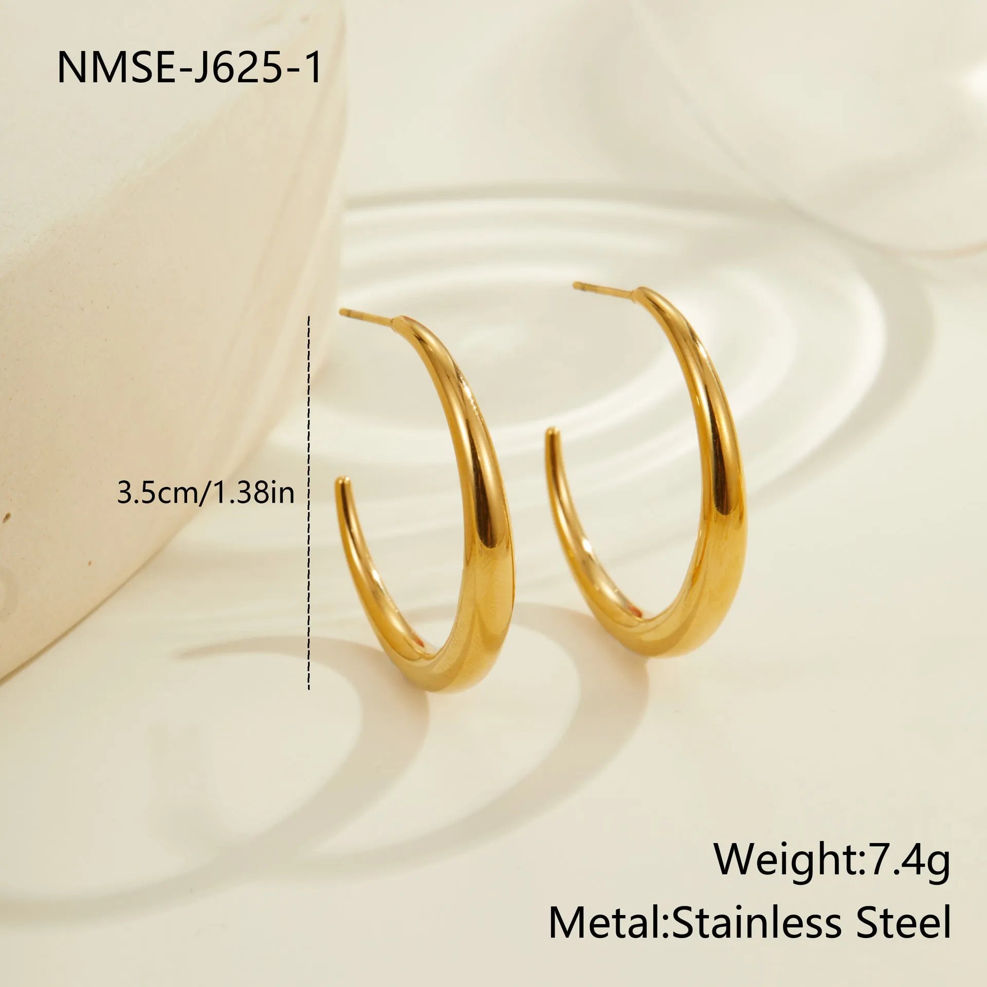 Titanium steel geometric hoop earrings with 18K gold plating in large and small sizes