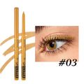 Set of 12 colourful gel glitter eyeliner pencils displayed in vibrant shades A through L.