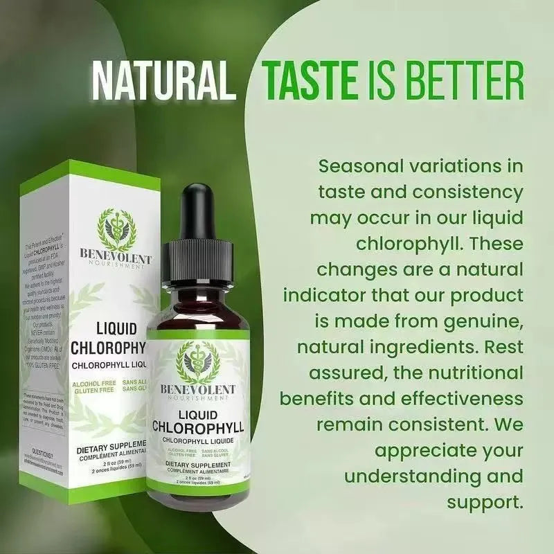 60ml bottle of natural liquid chlorophyll drops for adult intestinal care dietary supplement
