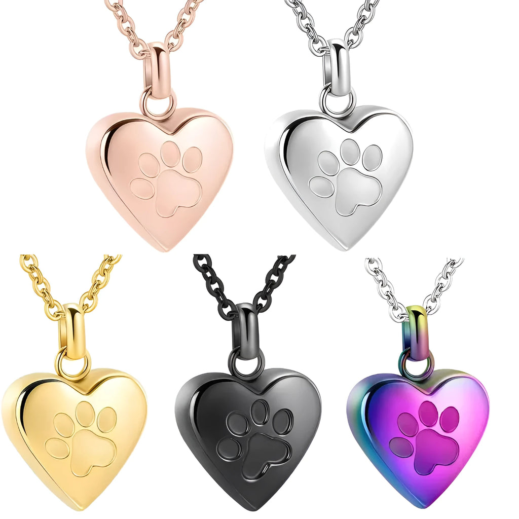Silver titanium steel heart pendant necklace that opens, used as a cremation casket.