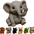 Resin animal middle finger ornament doll in choice of dog, cat, elephant, frog, Highland cattle, mouse, or turtle design.