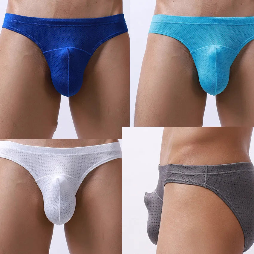 Men's transparent nylon underwear in loose fit showing breathable fabric construction