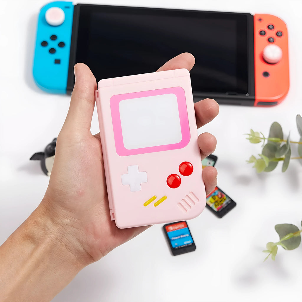 Small Nintendo Switch game card storage box case in blue, pink or white colour