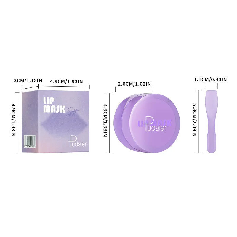 Exfoliating lip balm mask with spatula applicator for moisturising and lip treatment
